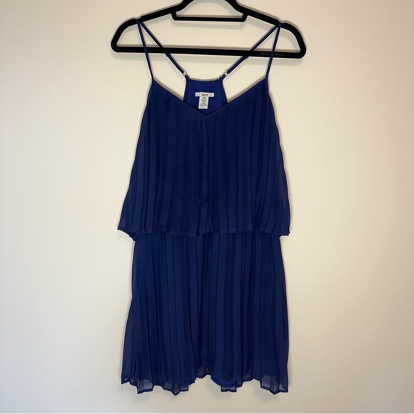 Bar III Elegant Blue Pleated Dress with Adjustable Straps Size L - Picture 1 of 8
